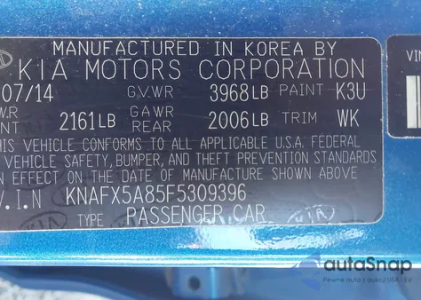 2015 Kia Forte Ex z USA, uszkodzony, nr VIN KNAFX5A85F5309396